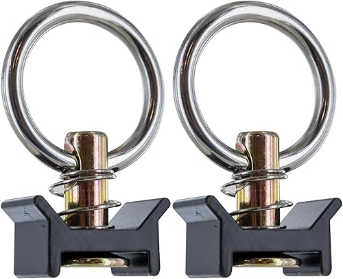 US Cargo Control Accesorio de un solo perno para L Track (2 unidades) 1,814 kg de fuerza de rotura, anillo redondo de acero inoxidable, resorte