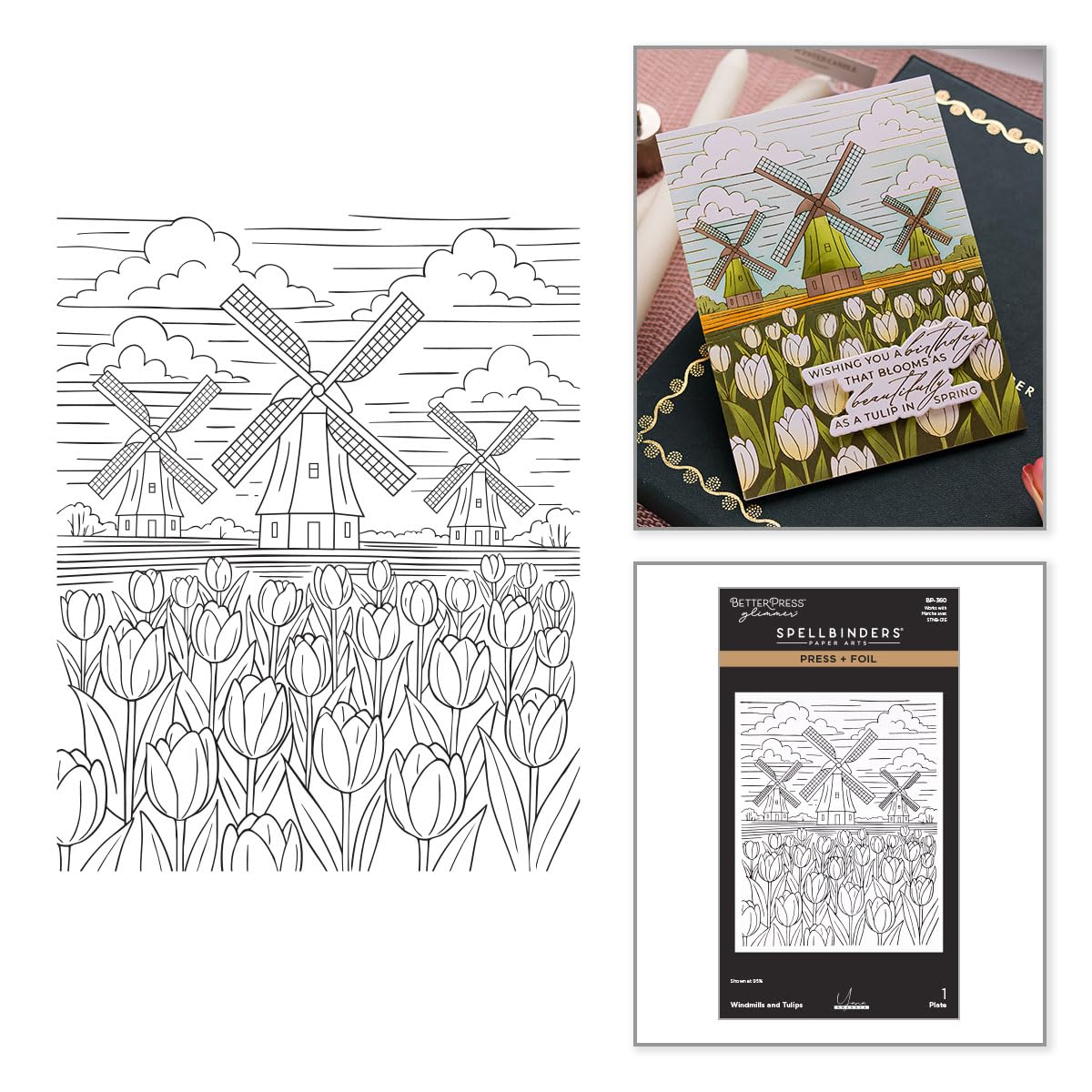Windmills and Tulips Press + Foil Plate by Yana Smakula