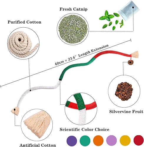 Miniatura 3 de Juguetes para gatos de interior, 12 piezas de gatito masticable, cuerda dental, juguete interactivo de hierba gatera, golosinas Matatabi recargables