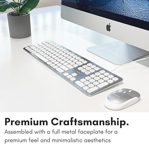 Miniatura 5 de Macally Teclado USB con cable para Mac - Teclado Apple compatible con puertos USB para mouse - Teclado Mac de tamaño completo con teclado numérico -