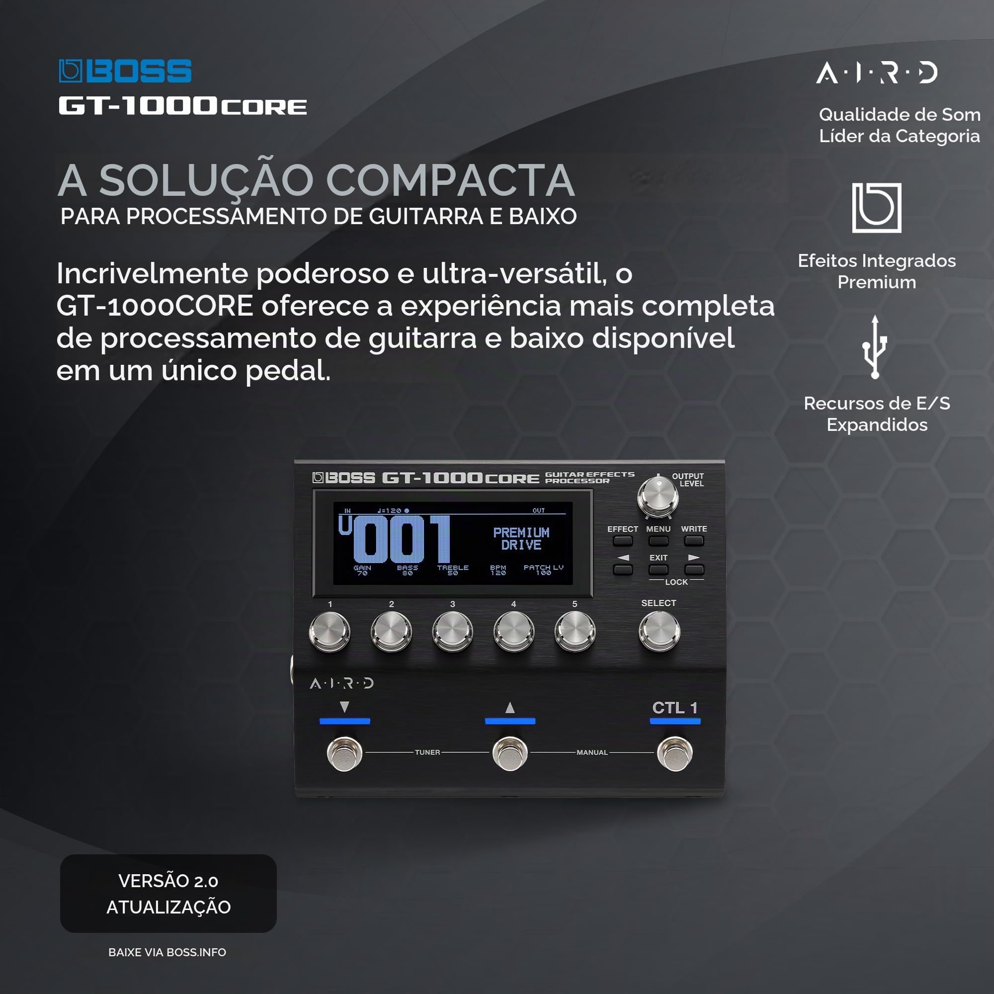 BOSS Multiefeito para guitarra elétrica (GT-1000CORE) : Amazon.com