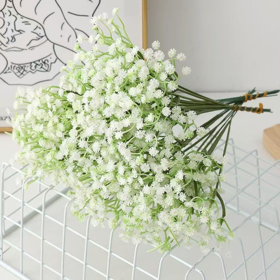 120-Pcs Baby Breath Artificial Flowers Bulk，Artificial Babys Breath Flowers White Artificial Flowers Gypsophila Decoracion for Wedding Party Home Decoration (120-PCS) - Image 3