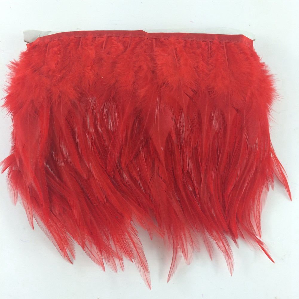 AWAYTR Hahnenfeder-Bordüre – 7,6–12,7 Cm Breit, 4,5 M Lang, Rot, Für DIY Kleidung & Deko