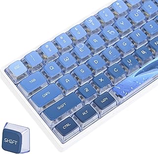 ASA Pudding Keycaps Translucent ASA Profile Dye-Sub 60 Percent 60% PBT Key Cap Set for Cherry Mx Gateron Kailh Switch for 60% 65% TKL Keyboard(Whale)