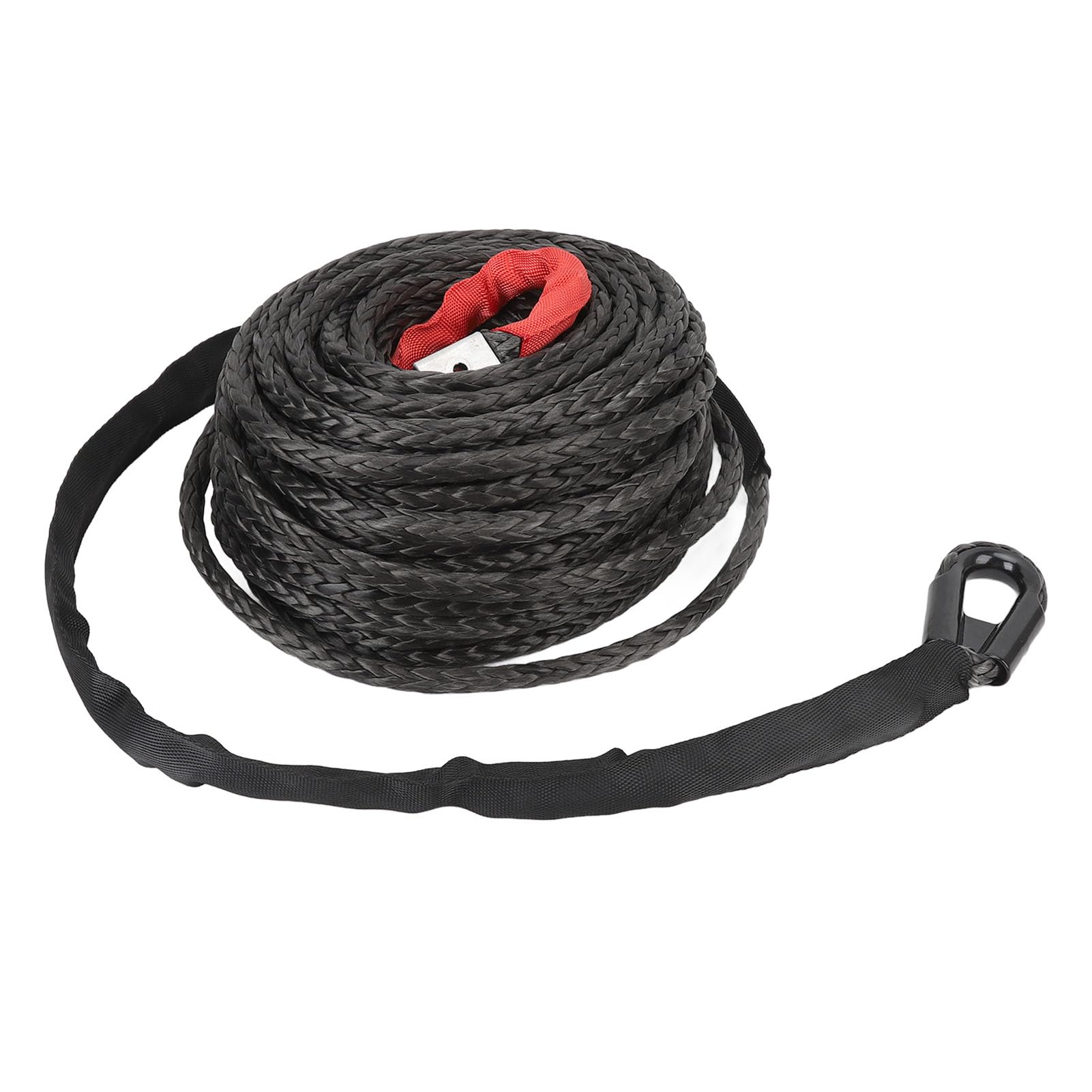 Tbest Syntetyczna Lina do Wyciągarki 7,5 T, Rękaw Ochronny 9,5 Mm X 25 M | Konstrukcja UPE, odporność na ścieranie, Odzysk w Terenie, Linia Wciągarki o Udźwigu 12000 Funtów, do Montażu SUV 4WD ATV UTV