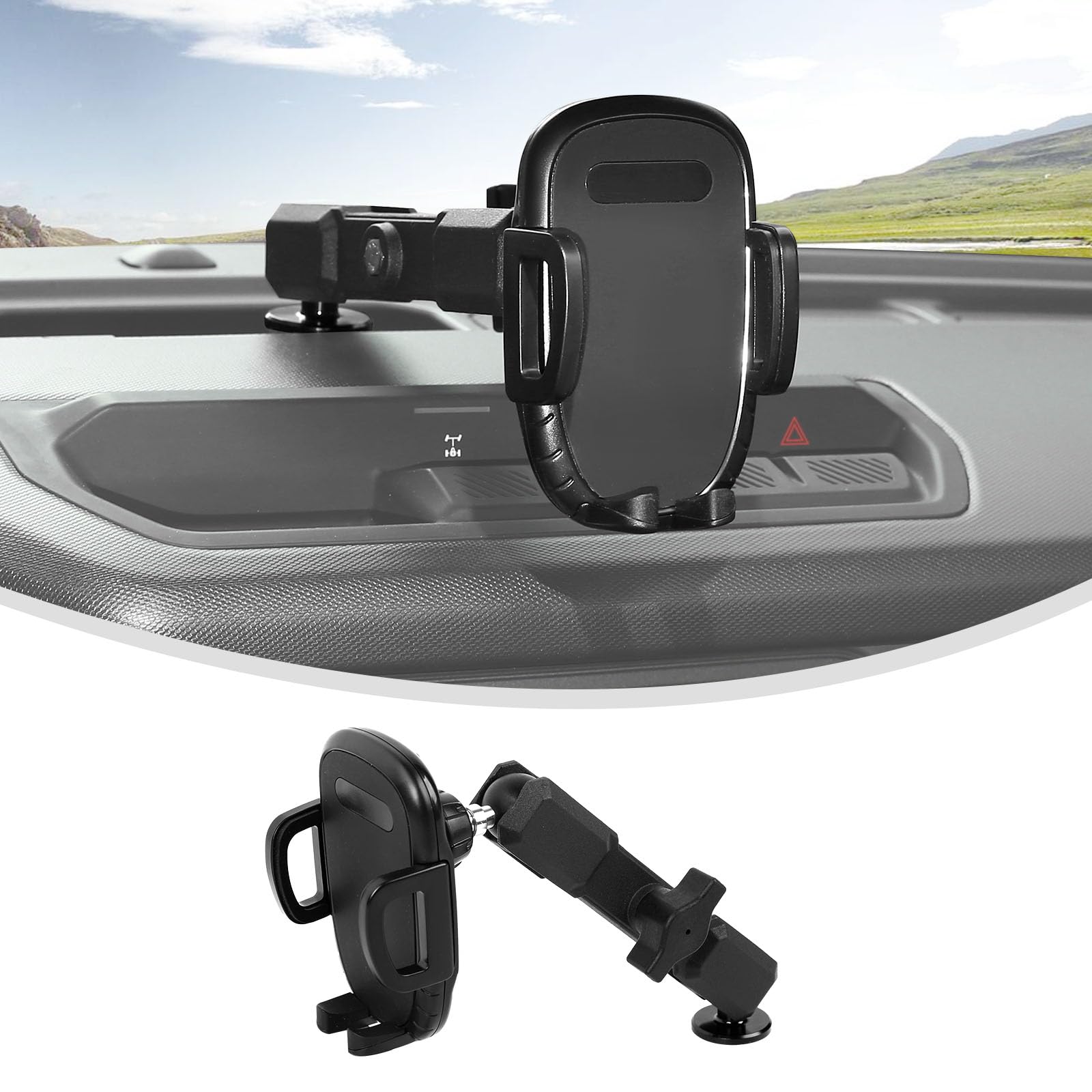 Linskip Dashboard Universal Phone Mount & Smart Phone Holder for 2021-2025 Ford Bronco Raptor & Bronco Accessories 2/4 Door, Rotates Vertical and Horizontal, One-Hand Operation, Interior Accessories