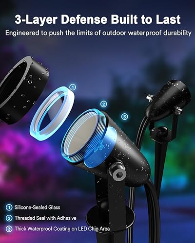 Miniatura 2 de ANGELHALO Focos de paisaje inteligentes, focos impermeables al aire libre de bajo voltaje IP65 compatibles con control de APPVozAlexa, luces que