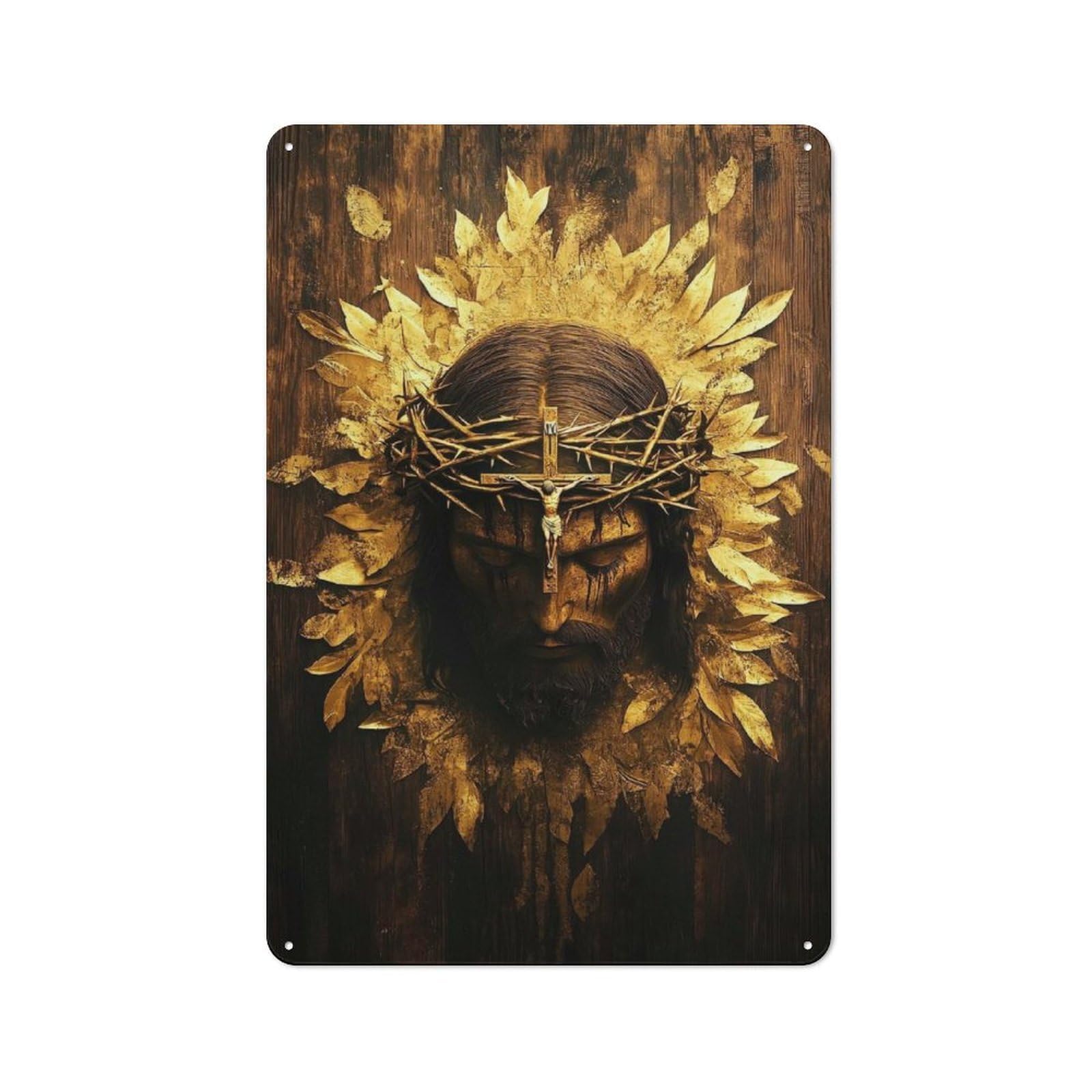Junmoney Jesus Christ Crown Of Thorns Metal Plaque 30X20cm With For Garage Wall, Retro Decor, For Garage Decor Collectors Refreshing A Room In Autumn