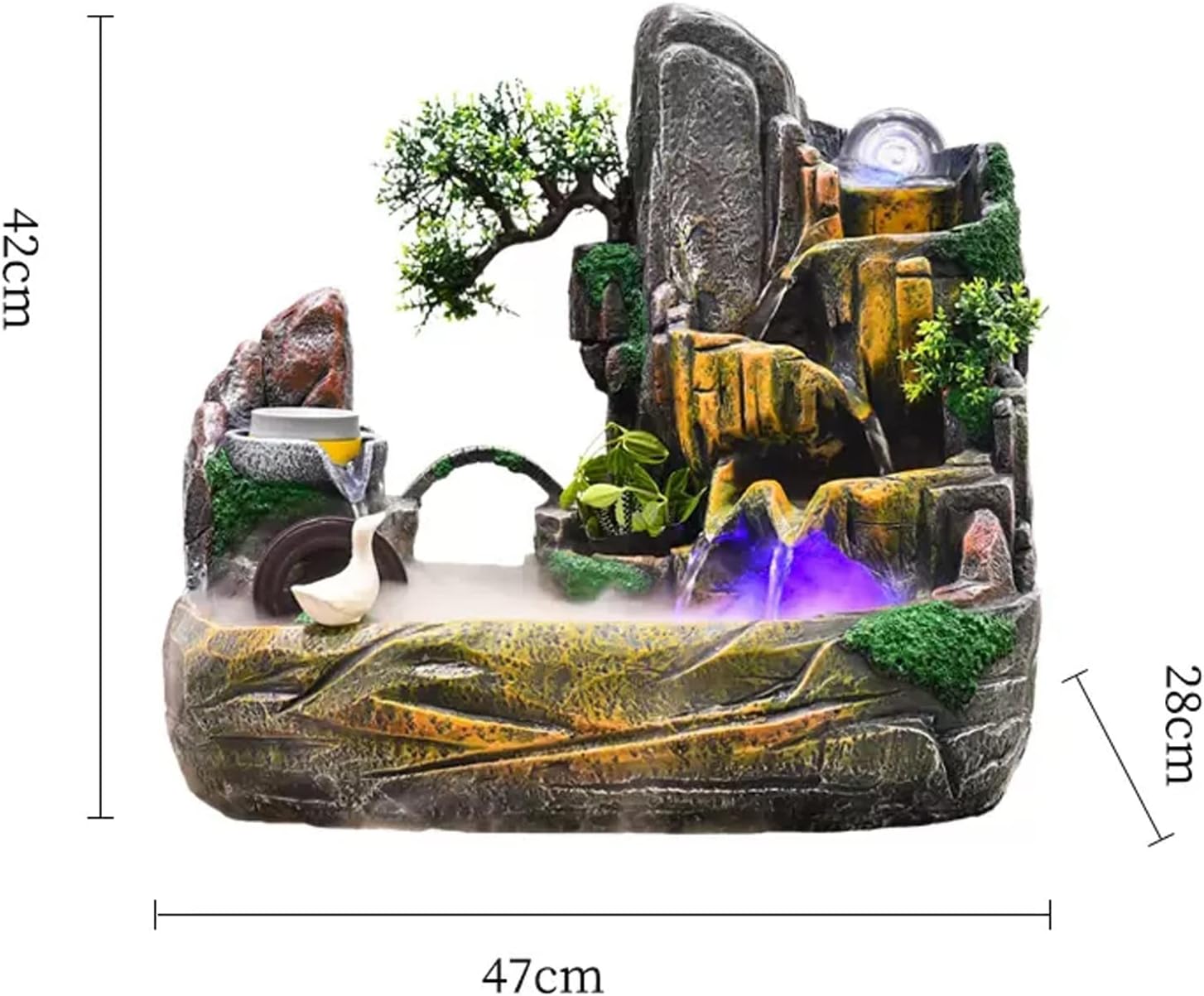 Water Fountains Indoor Resin Fake Mountain Flowing Water Indoor Fountain Feng Shui Wheel Inviting Wealth Turning Ball Water Features Ornaments Living Room Offic(One L)