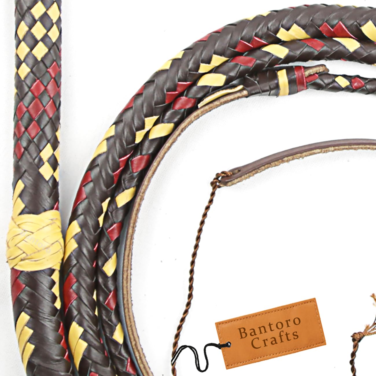 Indiana Jones Frusta in Pelle di Canguro equestre Pancia della Frusta in Pelle Resistente e Supporto in Pelle all'Interno 16 trecce Fili Pelle Intrecciata Frusta rumorosa Che schiocca