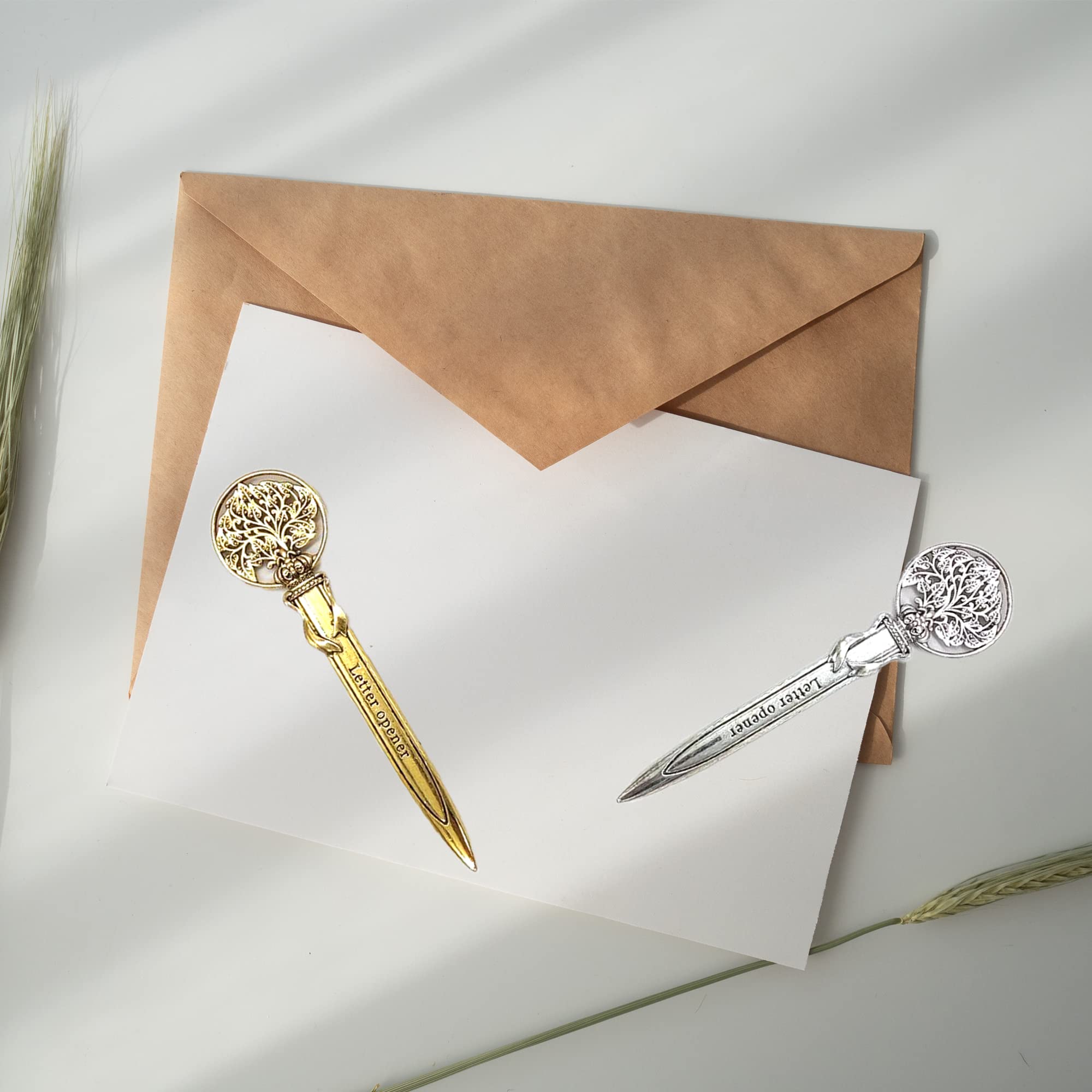 Lot De 4 Ouvre-lettres En Bois Et Acier Inoxydable - Parfait Pour Ouvrir Lettres, Enveloppes Et Plus - Pour Bureau Ou Maison