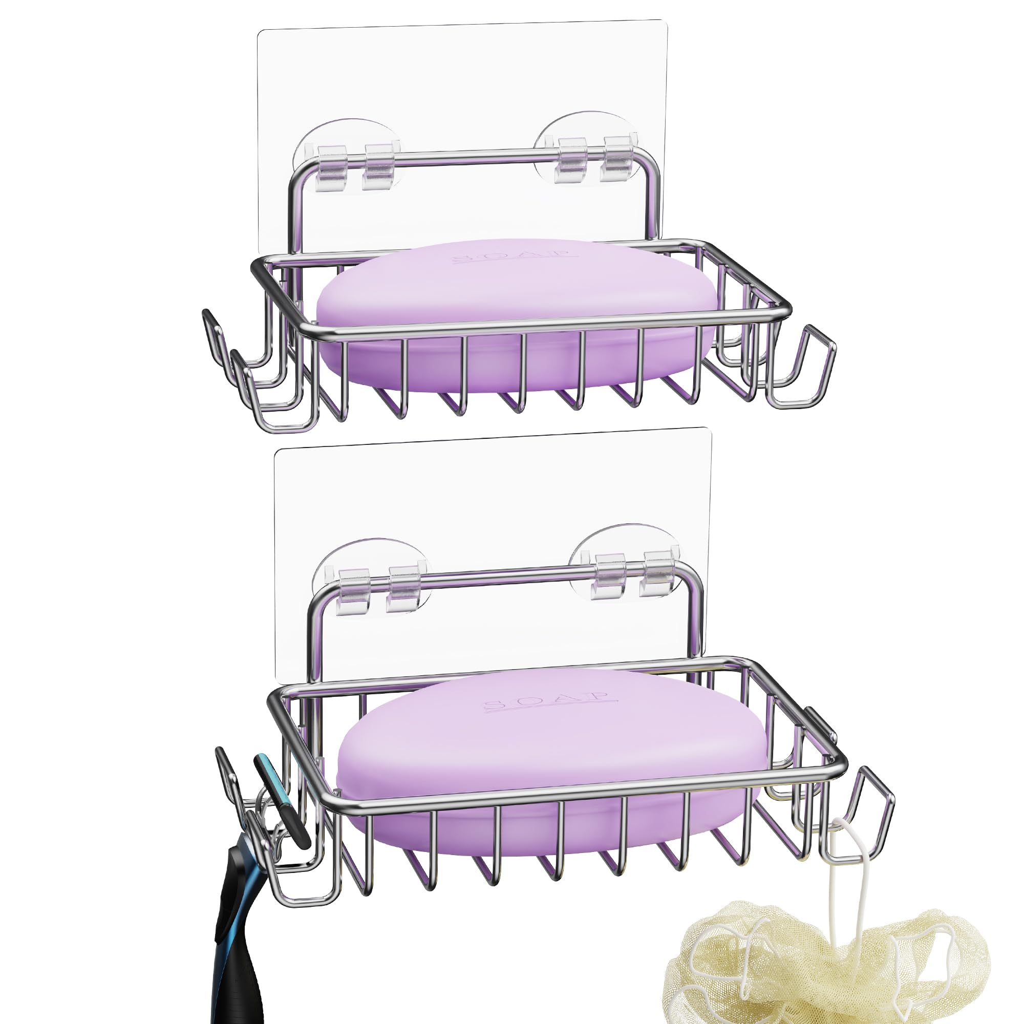 Amazon.com: Nieifi Soap Dish,Bar Soap Holder for Shower Wall with 4 ...