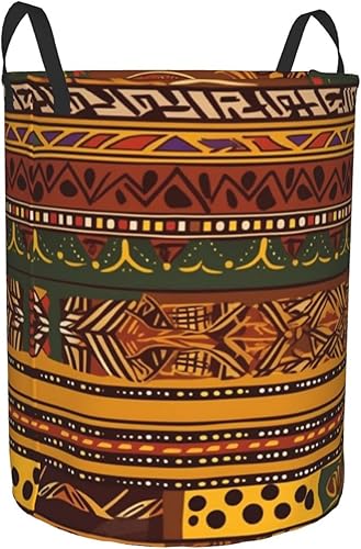 Miniatura 2 de Cesta circular con patrones nacionales africanos impresos, impermeable, cesta organizadora de lavandería, con asas para ropa, juguetes, tamaño