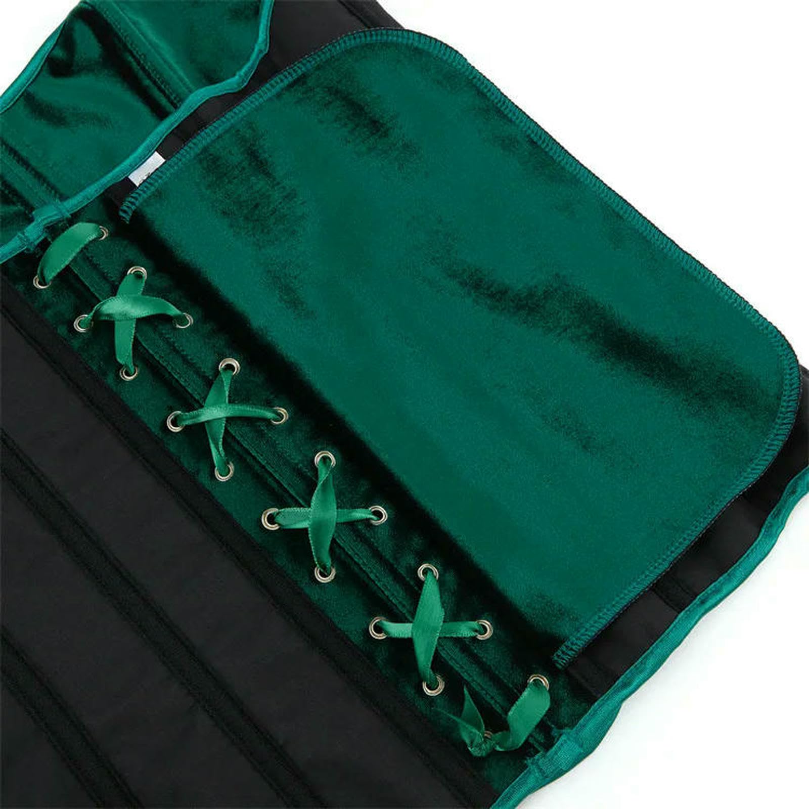 Ceinture amincissante Femme Donne Overbust Corsetto Tops Laterale Cerniera Verde Velluto Pizzo Osso Bustier Shapewear Dimagrimento Vita Modellare Corsetto-Green-XS（Old）
