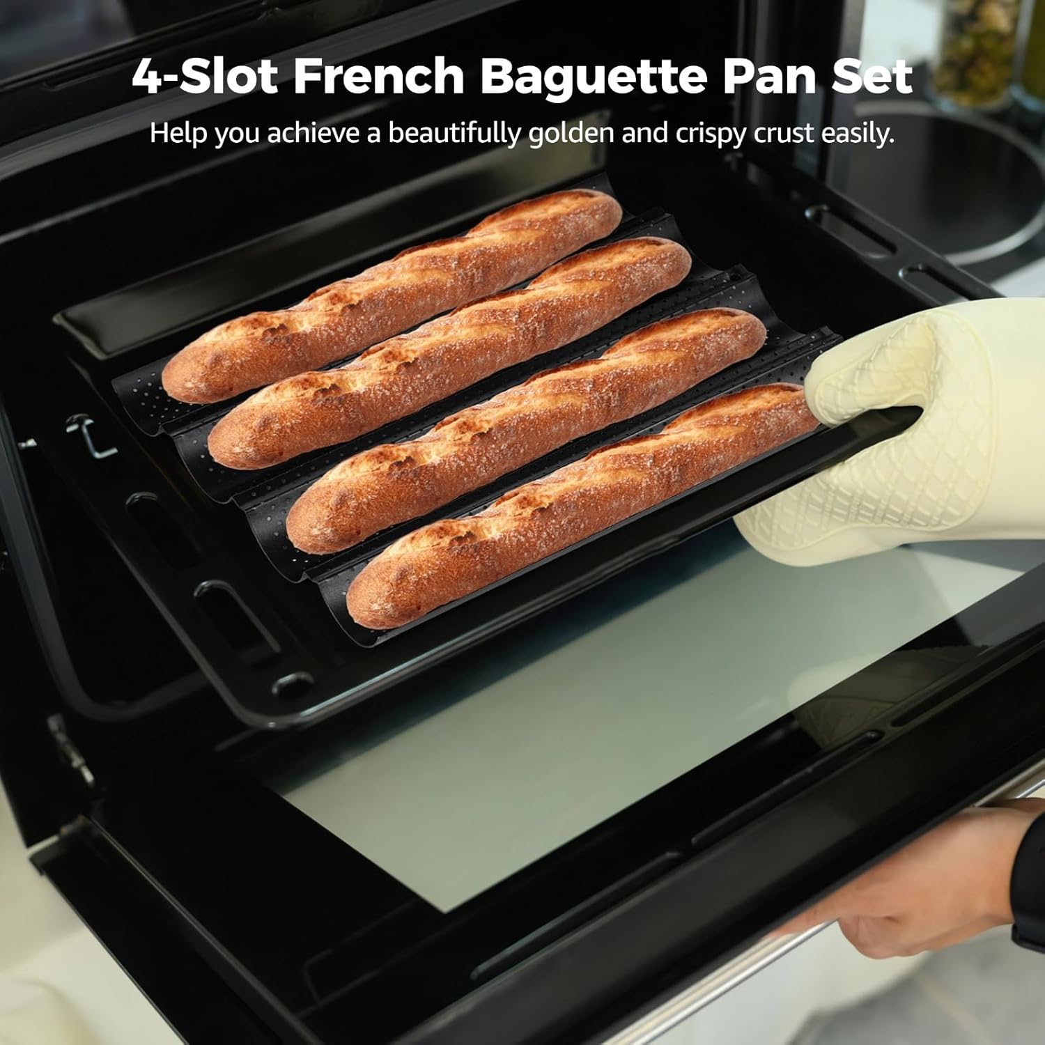 Generic Home Baking Tools Kit, 4-Slot French Pan Set, Bread Lame With Blades, Proofing Cloth, And Perforated Tray And Bread Baking Pan Includes