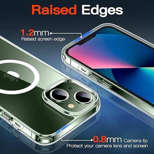 Miniatura 6 de Funda para iPhone 13 Mini, compatible con Magsafe antiamarilleo con protector de pantalla, delgada funda delgada de 10 pies a prueba de golpes de