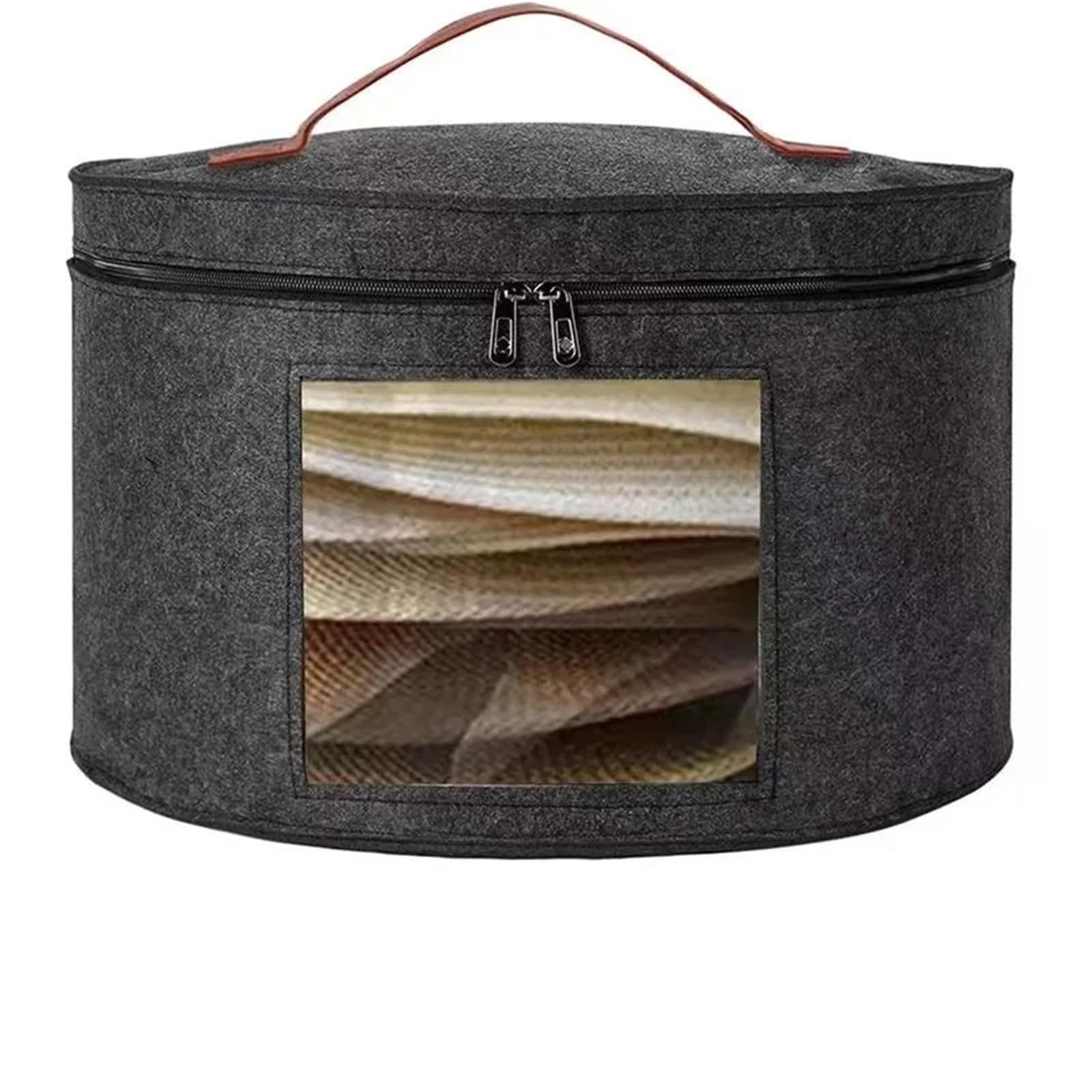 PPQIRU Hat Box Organizer Round Travel Boxes Foldable Stoage Bag with Lid Large Storage for For Organization(Grey)