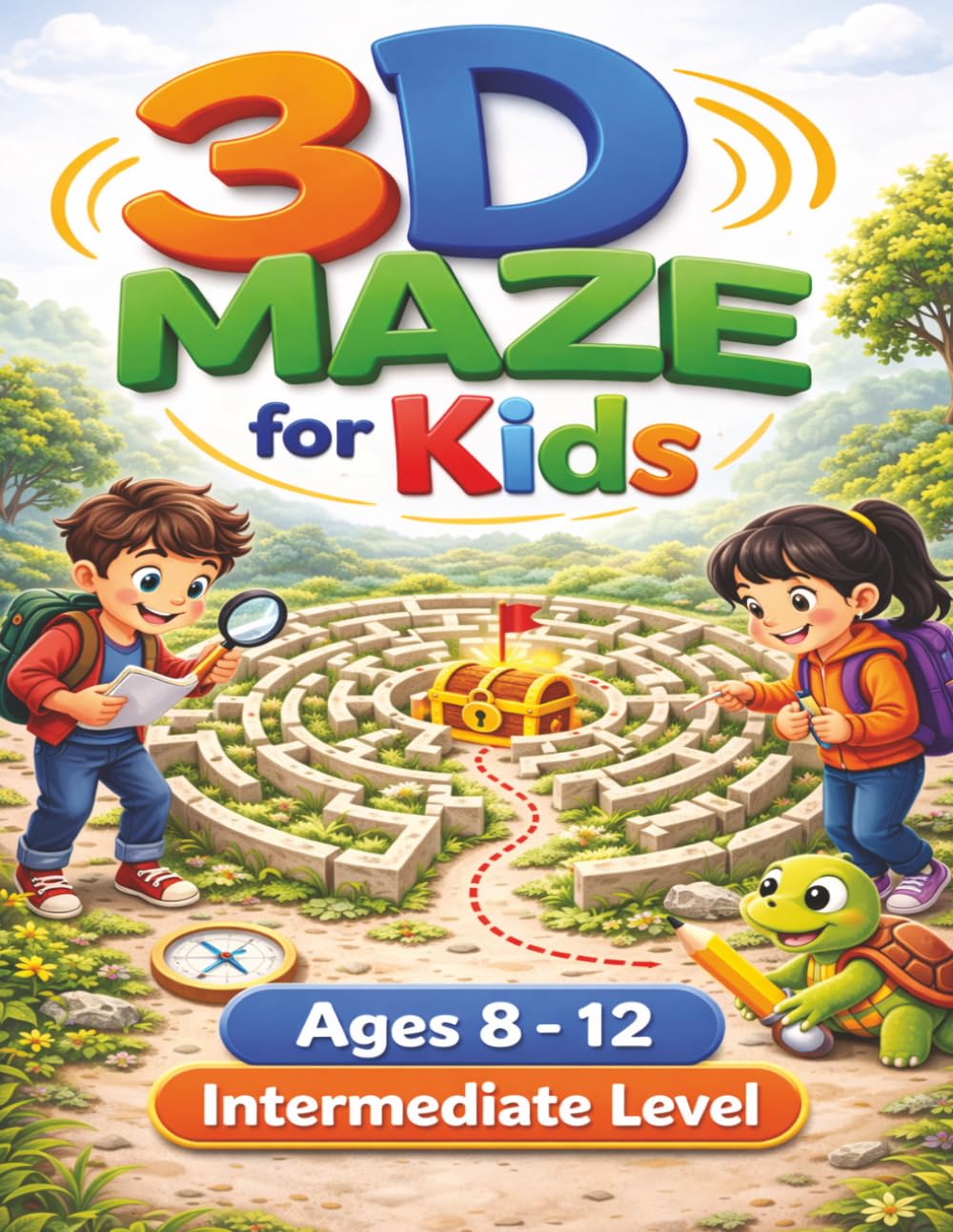3D Mazes for Kids: Maze Activity Book for Ages 8-12 (Puzzle Books for Kids) Intermediate Level 120 Round 3D Mazes