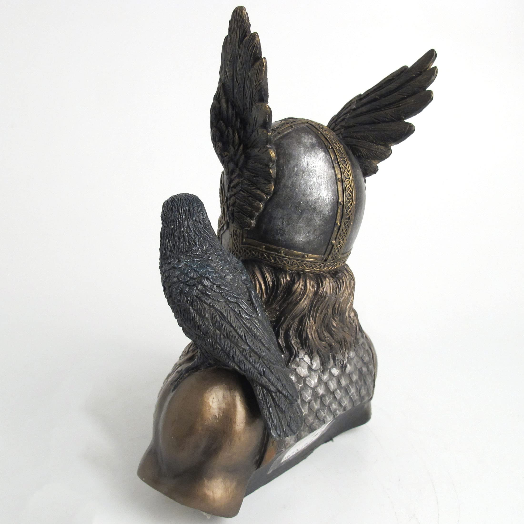 Veronese Design Żywica z brązu nordycki bóg odin popiersie dekoracja domu wiking kruk rzeźba pogańska statuetka