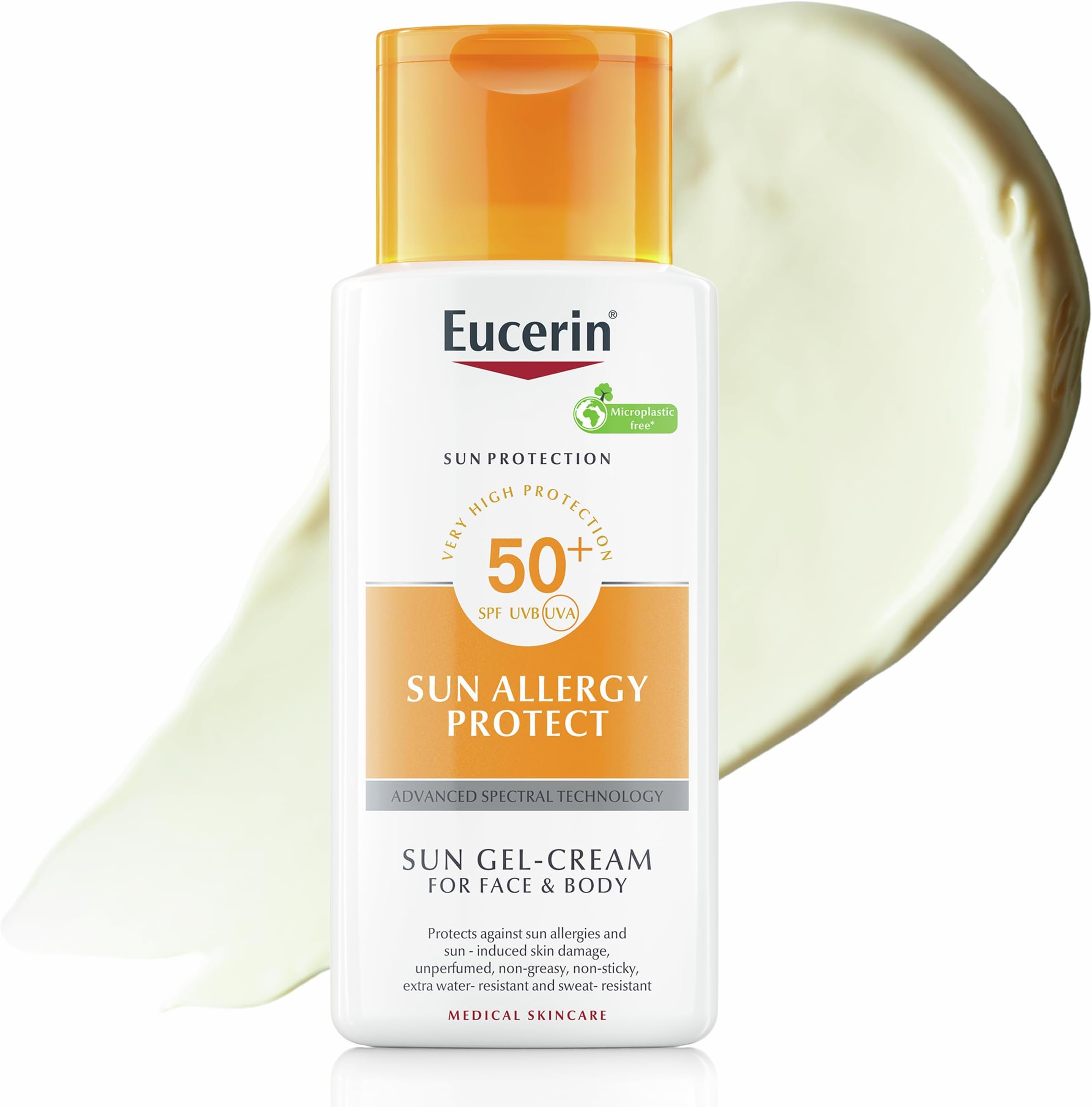 Eucerin Sun Allergy Protect Sun Cream Gel SPF 50 150ml, Face and Body Sunscreen for Allergy-Prone Skin, Advanced Protection with UVA/UVB Filter, For Face and Body