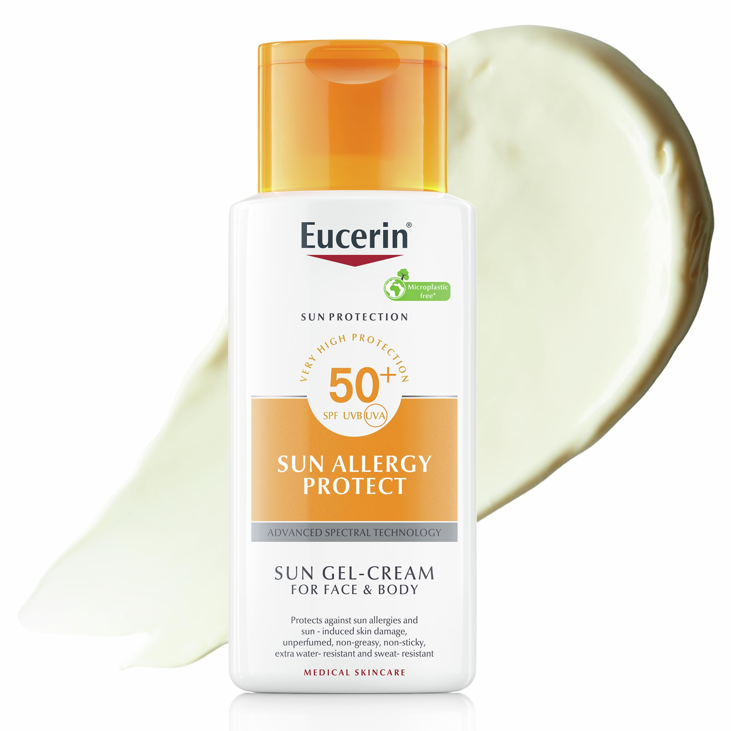 Eucerin Sun Allergy Protect Sun Cream Gel SPF 50 150ml, Face and Body Sunscreen for Allergy-Prone Skin, Advanced Protection with UVA/UVB Filter, For Face and Body