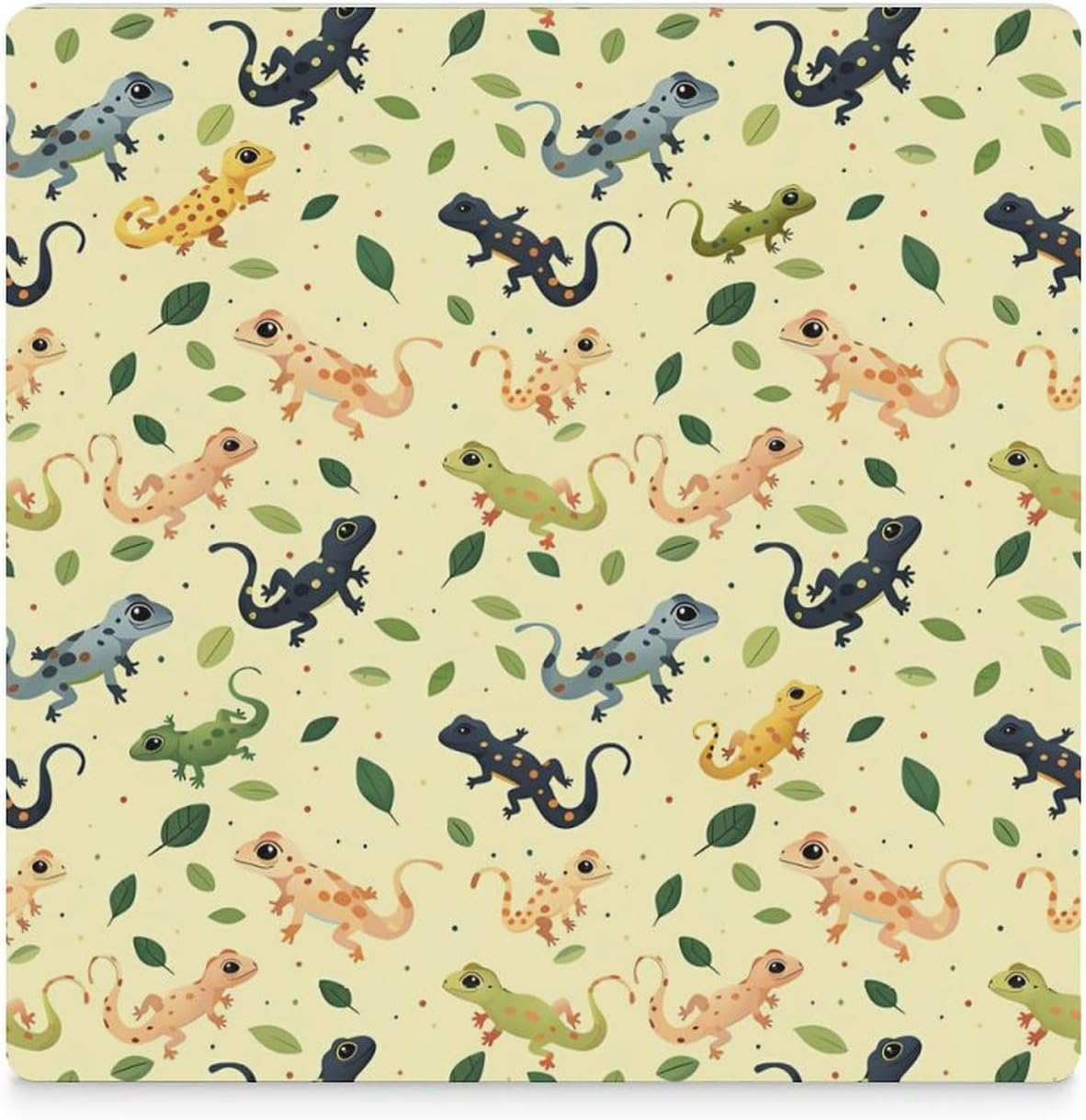 Spring Geckos Coaster for Drinks Square Ceramic Table Coasters Stone Mat Crafts 4PCS Home Kitchen Decor