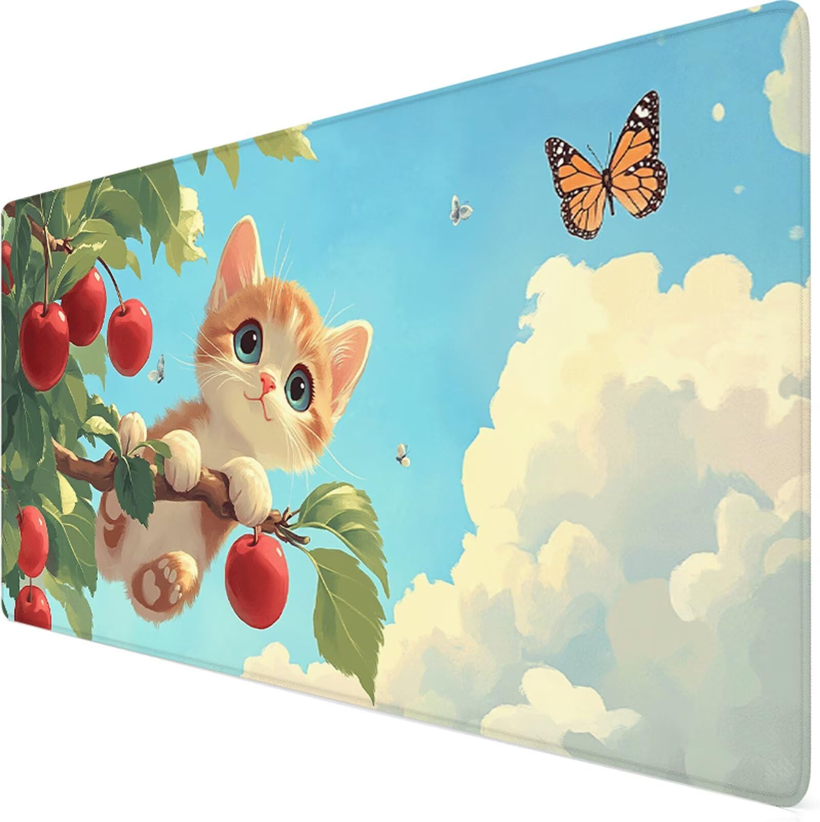 Podkładka pod mysz XXL 1200x400x3mm Podkładka pod mysz niebieska podkładka pod mysz motyl poprawia precyzję i szybkość, antypoślizgowe wodoodporne, szyte krawędzie, akcesoria do gier, komputer biurowy