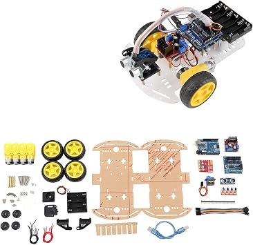 ViaGasaFamido Programmable Robot Car Kit 4WD DIY Smart Chassis Platform with Tracking Motors for Projects