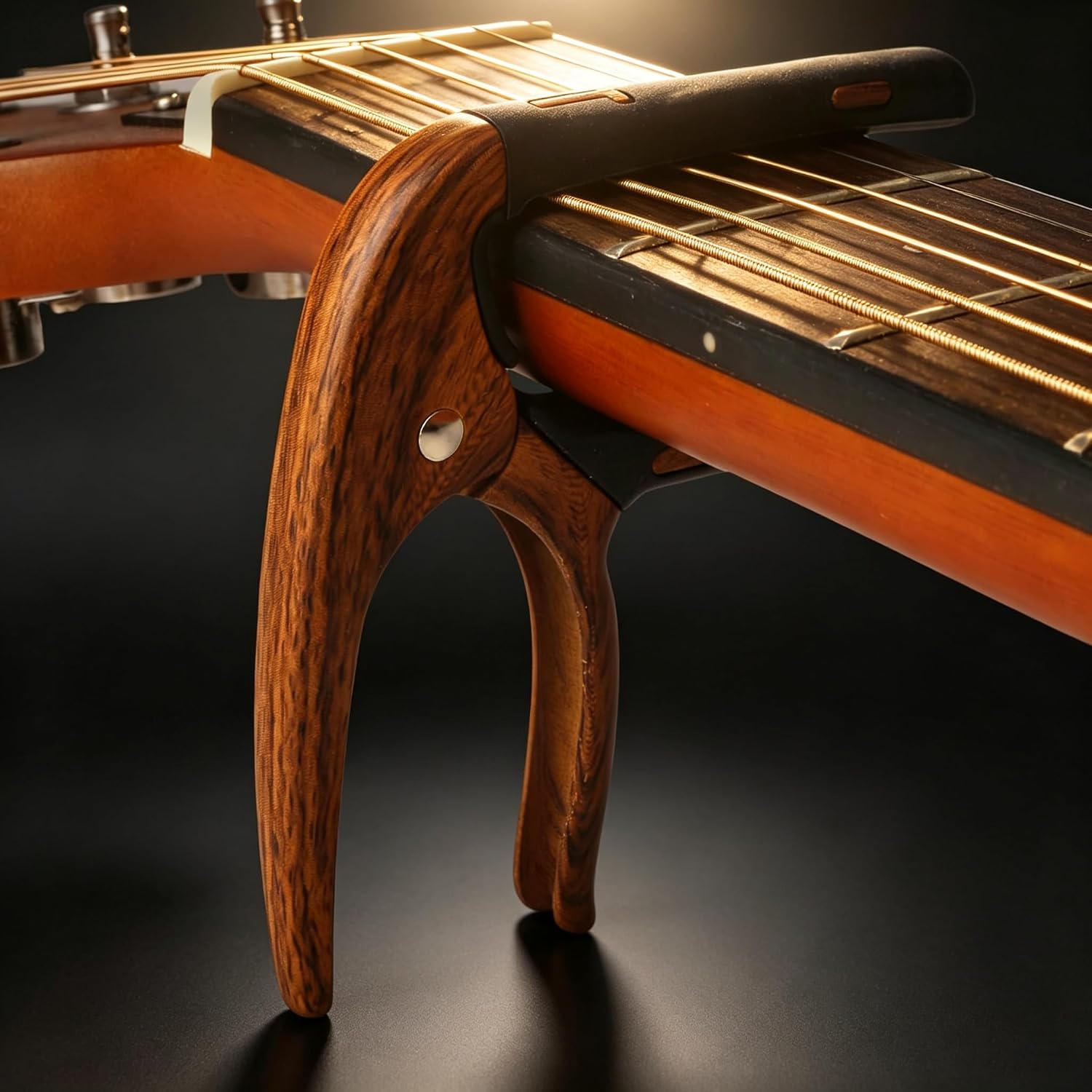 Guitar Capo for Acoustic and Electric Guitars 2 Packs Capo 6-String Acoustic Capo guitar accessories (Black-Wood Grain)