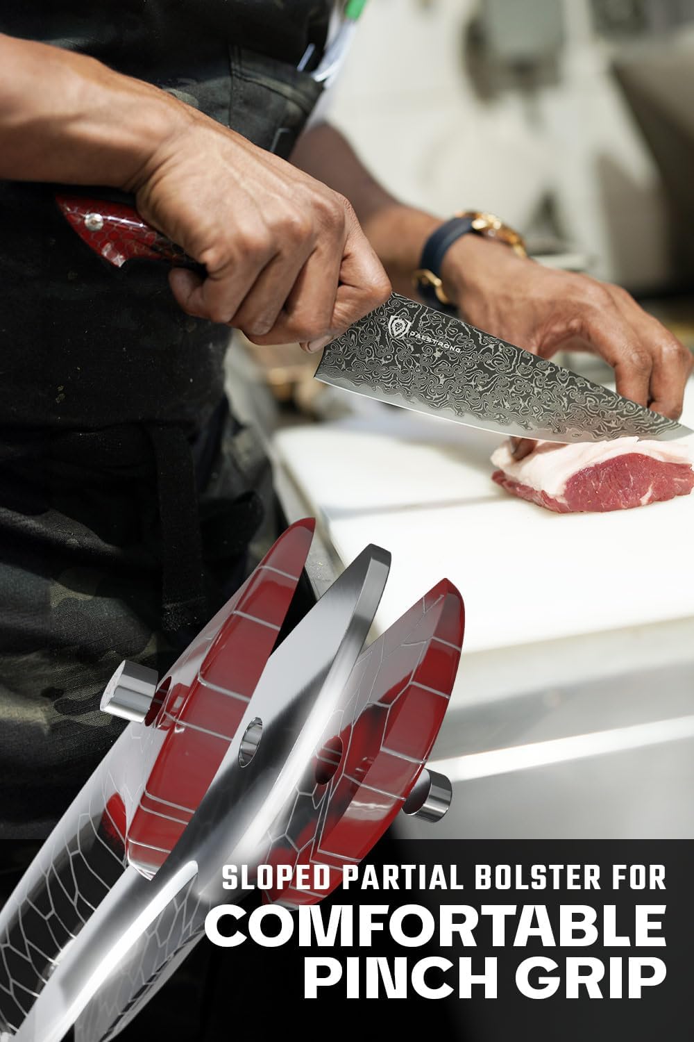 Dalstrong 2 Piece Knife Set - Chef Knife 8"+Paring Knife 4"-Scorpion Series Hellfire-Japanese V12 Ultra™Steel-Black Damascus-Black & Red Honeycomb Resin Handle-Leather Sheath