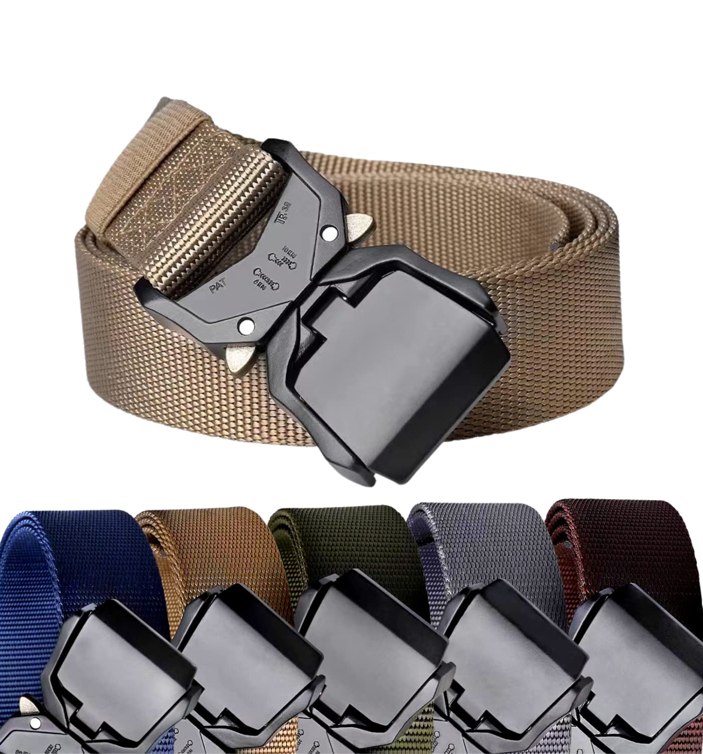 IMKRC Tactical Belt 1.5" Military Belts Lightweight Heavy Duty with Quick Release Metal Buckle Work Belt for Outdoor, Hiking, Rigger (Medium-49, Khaki)