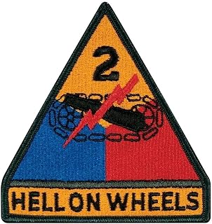 2nd Armored Division Hell on Wheels Patch (3.75 Inch) US Army Full Color Military Armed Forces DIY WW2 Embroidered Iron/Sew-on Emblem Badge