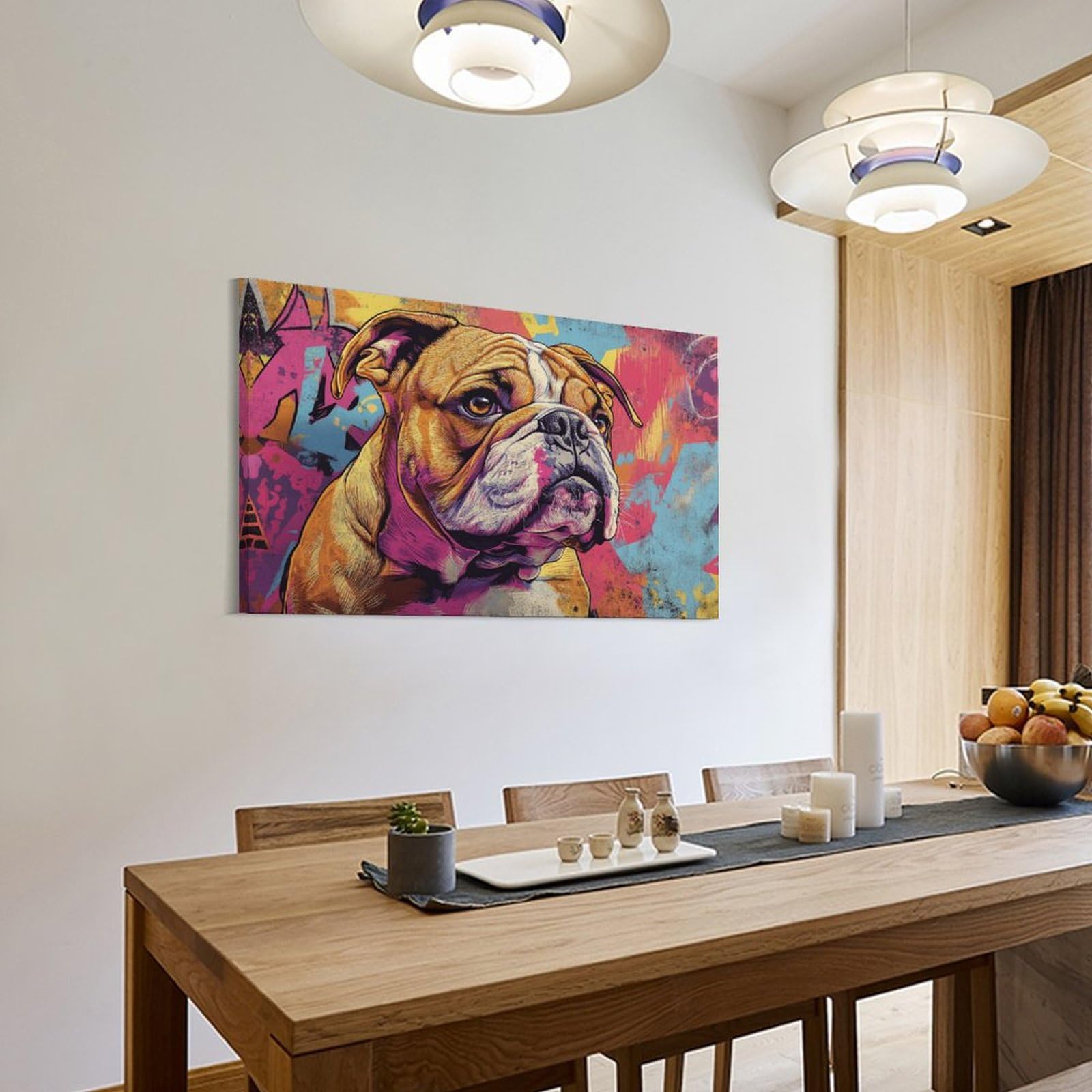 ZHUICHENG BULLdog obraz na płótnie / mural / sztuka ścienna - obraz olejny 3D do salonu, sypialni i biura. Trwałe kolory i łatwa konserwacja 20x30 cali (50x75 cm)