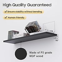 Vista 5 de Estante flotante, juego de 1 estante de pared, 24 pulgadas de ancho x 12.75 pulgadas de profundidad x 2 pulgadas de alto, estante flotante de pared