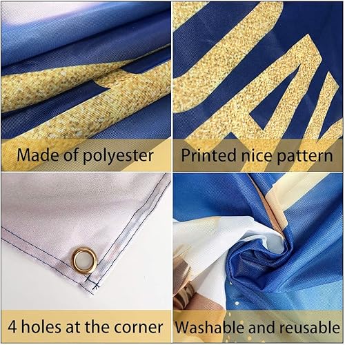 Miniatura 4 de Cartel de decoración de feliz cumpleaños, globos grandes azul marino y dorado, póster temático para niños, hombres y mujeres, cartel de celebración