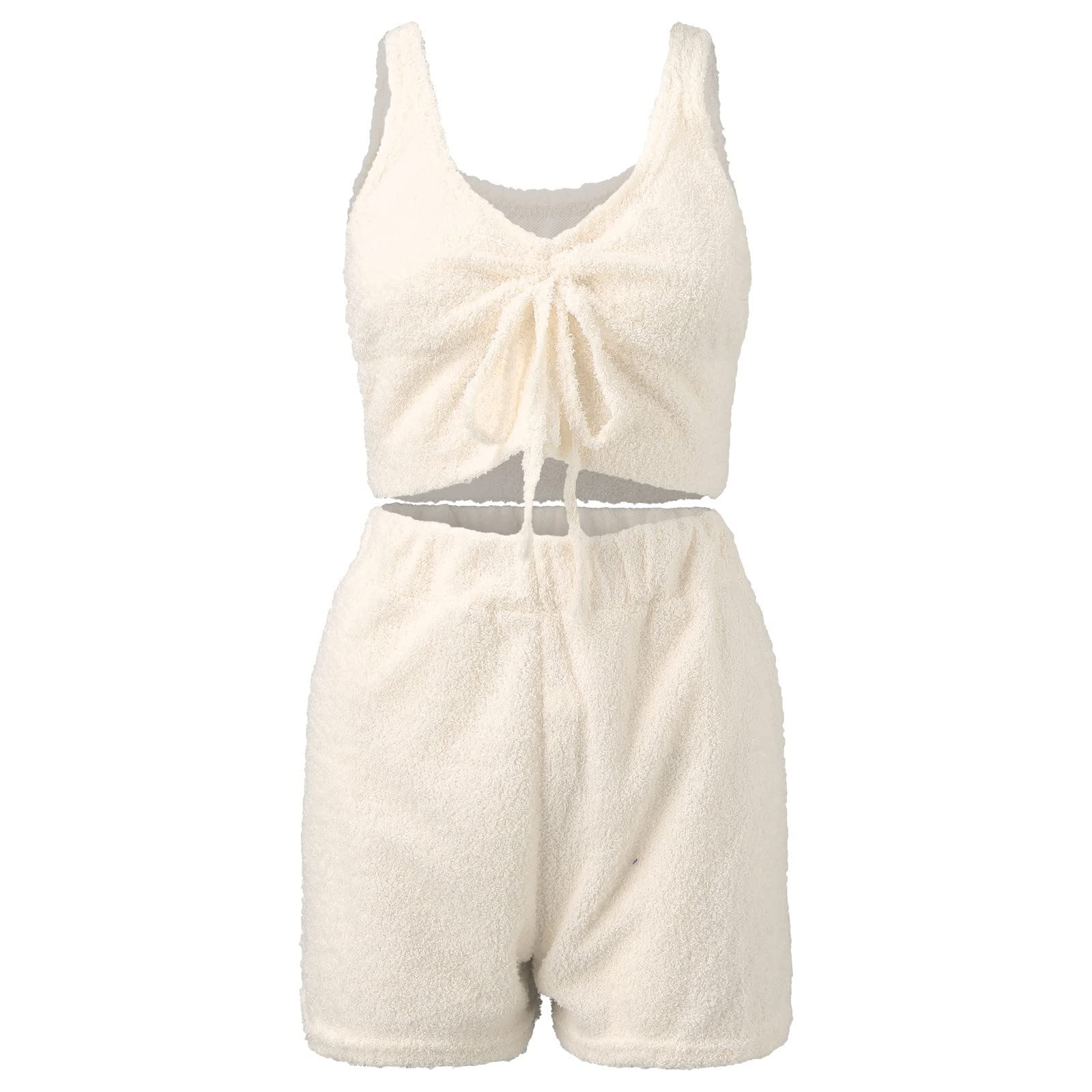 Pyjama pour femme en peluche chaude | Combinaison de maison pour femme 3 pièces Pyjama doux avec pyjama | Ensemble cami et short Ensemble de vêtements de nuit pour femme Manteau uni Ensembles de