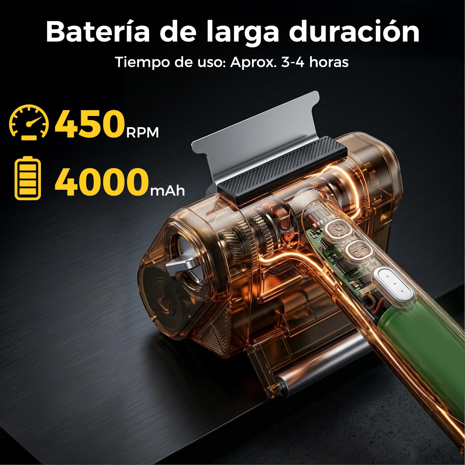 Bostar Cepillo Barbacoa Eléctrico Inalámbrico - 4000mAh Limpiador de Parrillas con Raspador de INOX y Luz LED, 450 RPM Potente para Gas y Carbón, Incluye 1 Rodillo de Repuesto