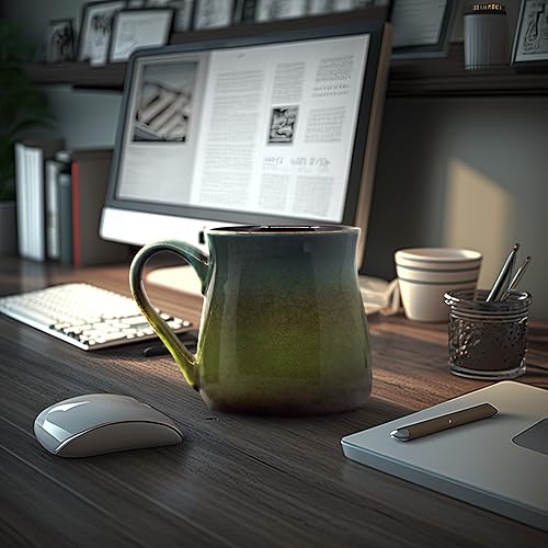 Miniatura 4 de ECODECO Taza de café grande de cerámica de 24 onzas, taza de cerámica de gran tamaño con mango grande, 1 unidad (verde a azul)