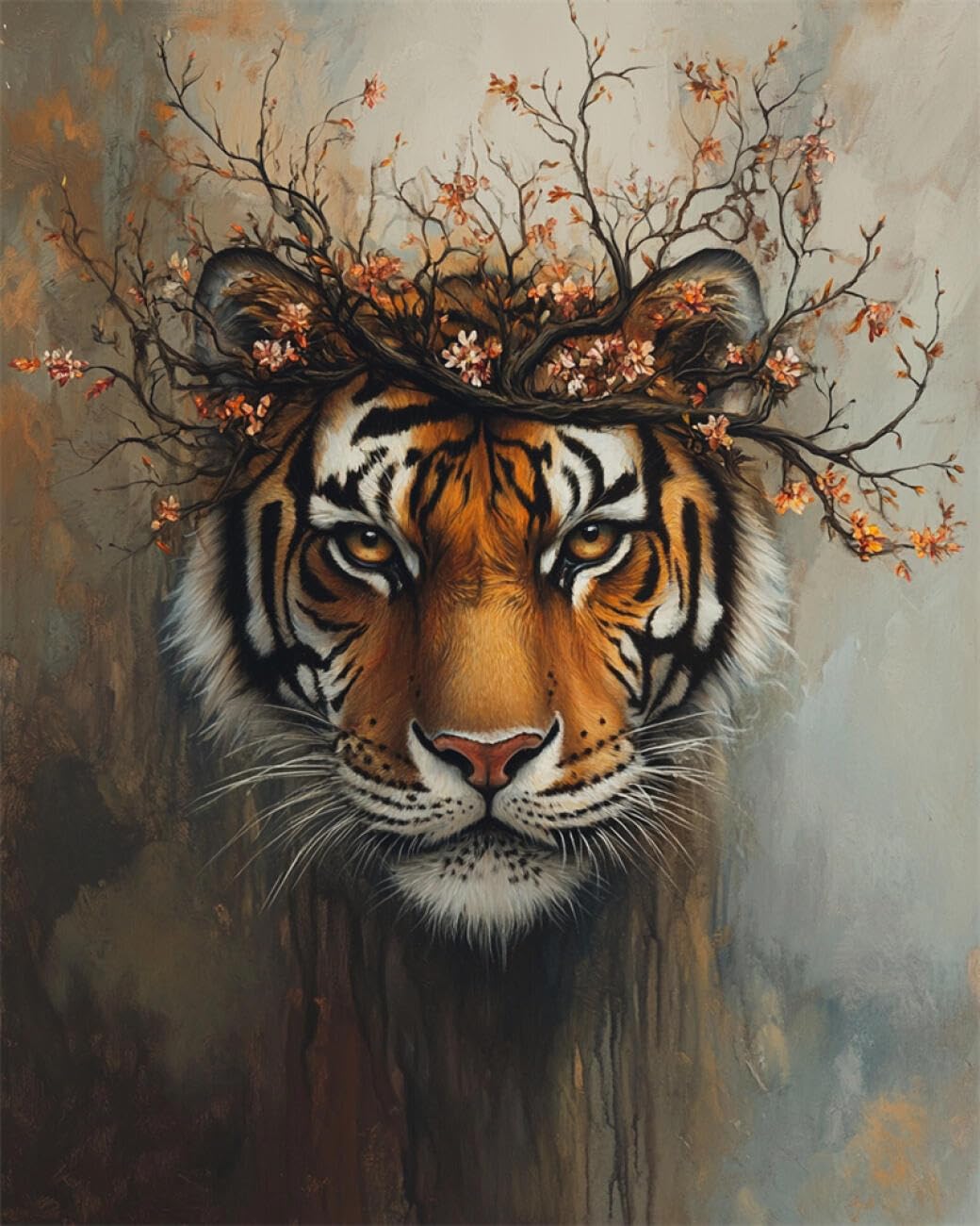 RKFLGEW DIY Seed Bead Embroidery Kits Tiger Oil Painting 50x70cm