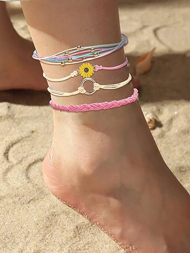 Miniatura 3 de Long tiantian Friendship Bracelets Boho Anklets for Women Waterproof String Bracelets Summer Beach Jewelry Trendy Stuff Adjustable Wave Surfer