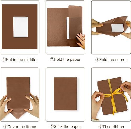 Miniatura 7 de NEBURORA Juego de 60 hojas de papel de seda marrón surtido, papel de envoltura de regalo, marrón retro, 3 colores para cosecha de otoño, vacaciones,