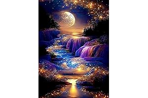 Eiazuiks Diamond Painting Kits for Adults, 12x16 inch Moonlit Night