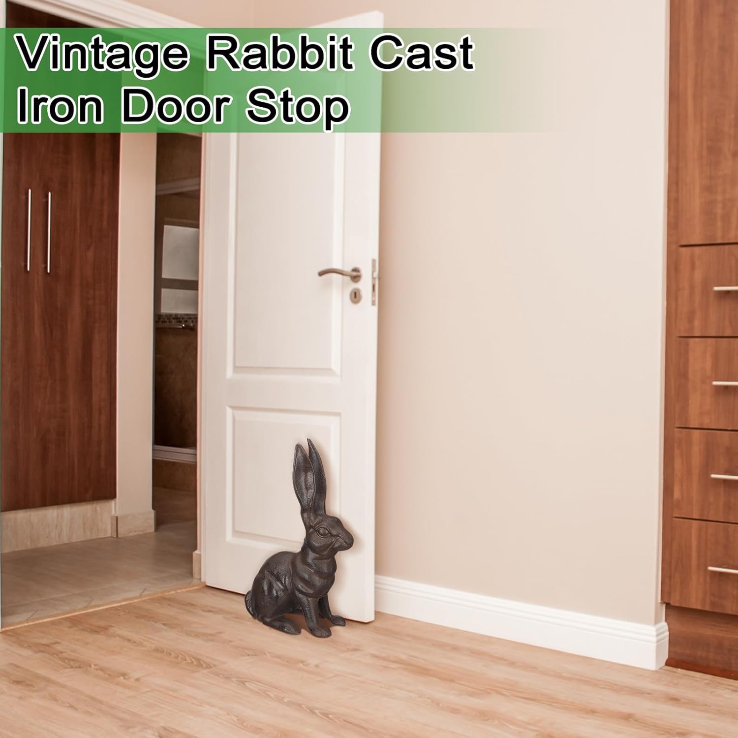 Cast Iron Rabbit Garden Statue Large Vintage Sitting Bunny Garden Figurines Patio Yard Lawn Doorstop Ornament Home Office Decor Animal Lover Gift - Image 5