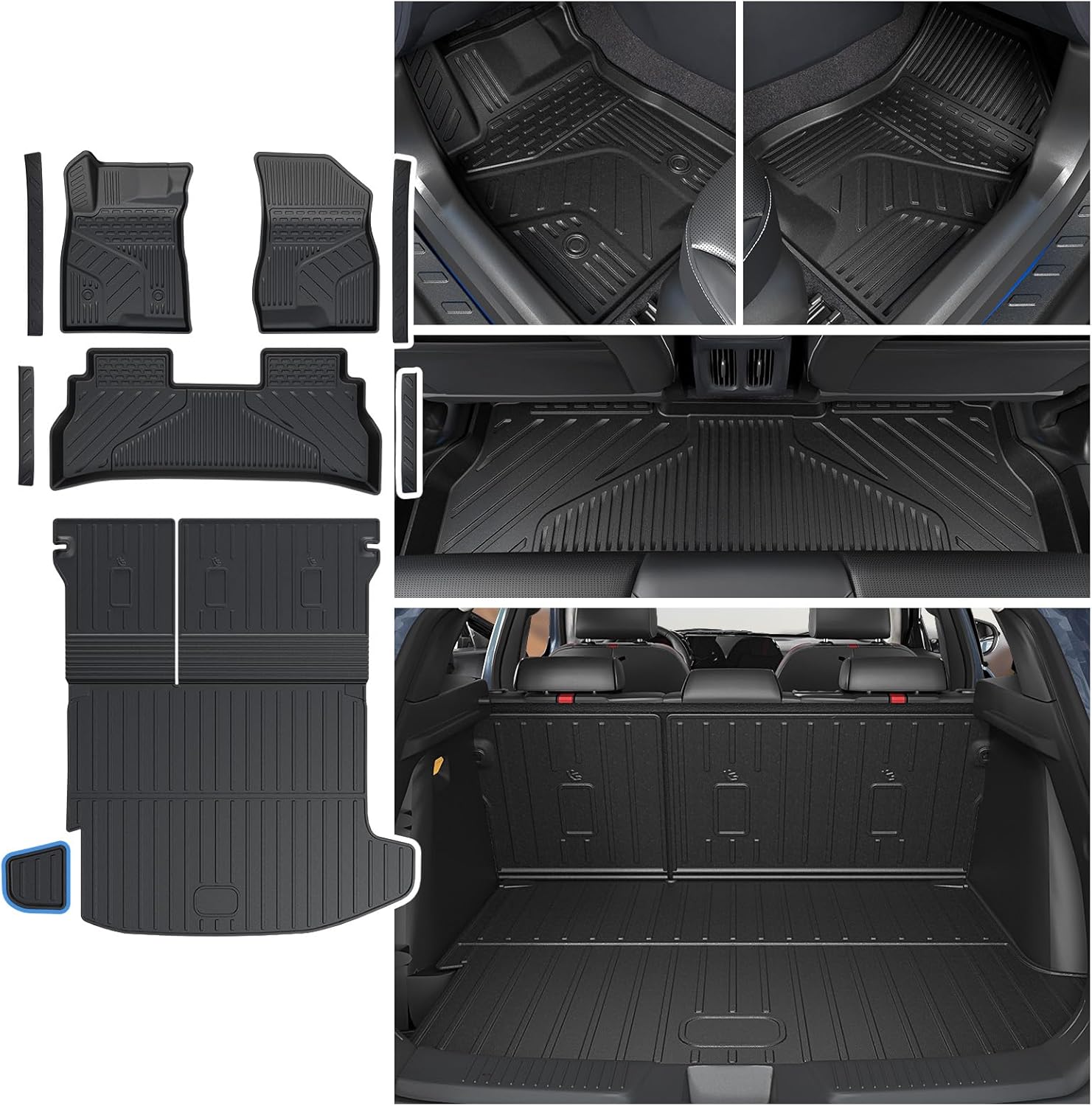 Floor Mats for 2024 2025 2026 Chevy Trax/Buick Envista, Door Sill Protectors Cargo Mat Backrest Mat Set, TPE All Weather Car Accessories for Activ LS LT 1RS 2RS (Floor Mats+2-in-1 Cargo Mat)