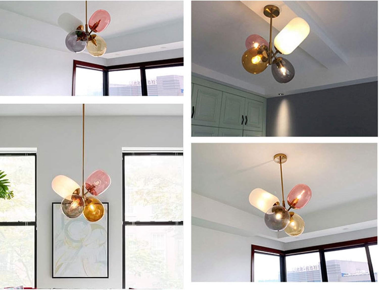 YIYIBYUS Modern Colored Glass Ball Chandelier LED Pendant Light Fashion Close to Ceiling Light Lamps for Dining Room Bedroom Living Room Children's Room