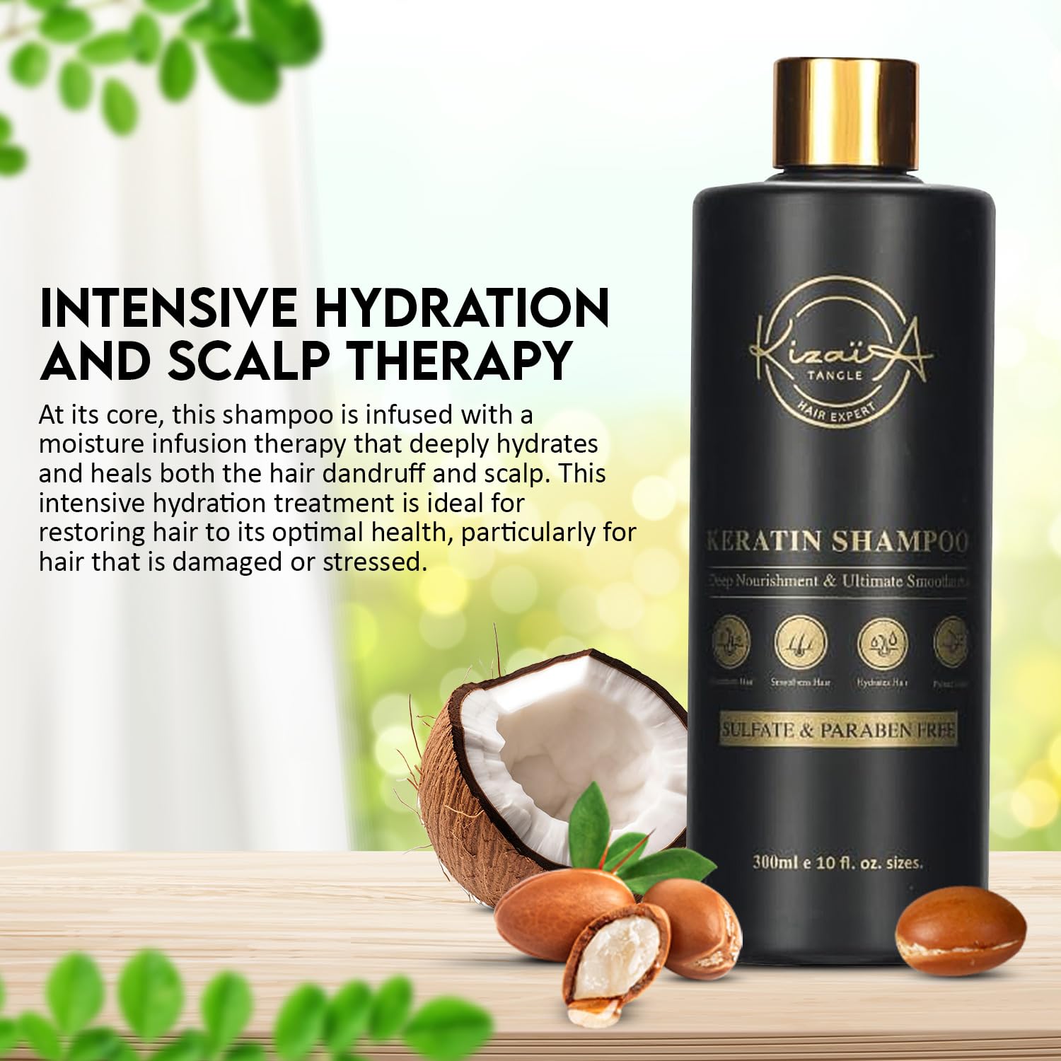 KizaiaCare Keratin Hair Treatment | Anti-dandruff Shampoo | Moisturizing - Detangling | Volumizing | Smoothing | Curly Frizzy Hair Protection | Sulfate and Paraben Free | Suitable For All Hair Type - Image 2