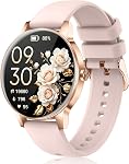 Smart Watches for Women, 1.19" AMOLED Display, Bluetooth Call & Answer, Fitness Tracker with Heart Rate/SpO2/Sleep Monitor, 130+Sports Modes, 3ATM Waterproof with 3 Bands for iOS/Android White/Silver