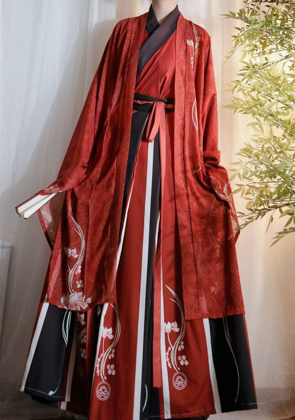 Występy sceniczne Cosplay，han chińska odzież， Chińskie starożytne zestawy Hanfu Cosplay strój dla dorosłych mężczyzn i kobiet(Schwarz,Large)