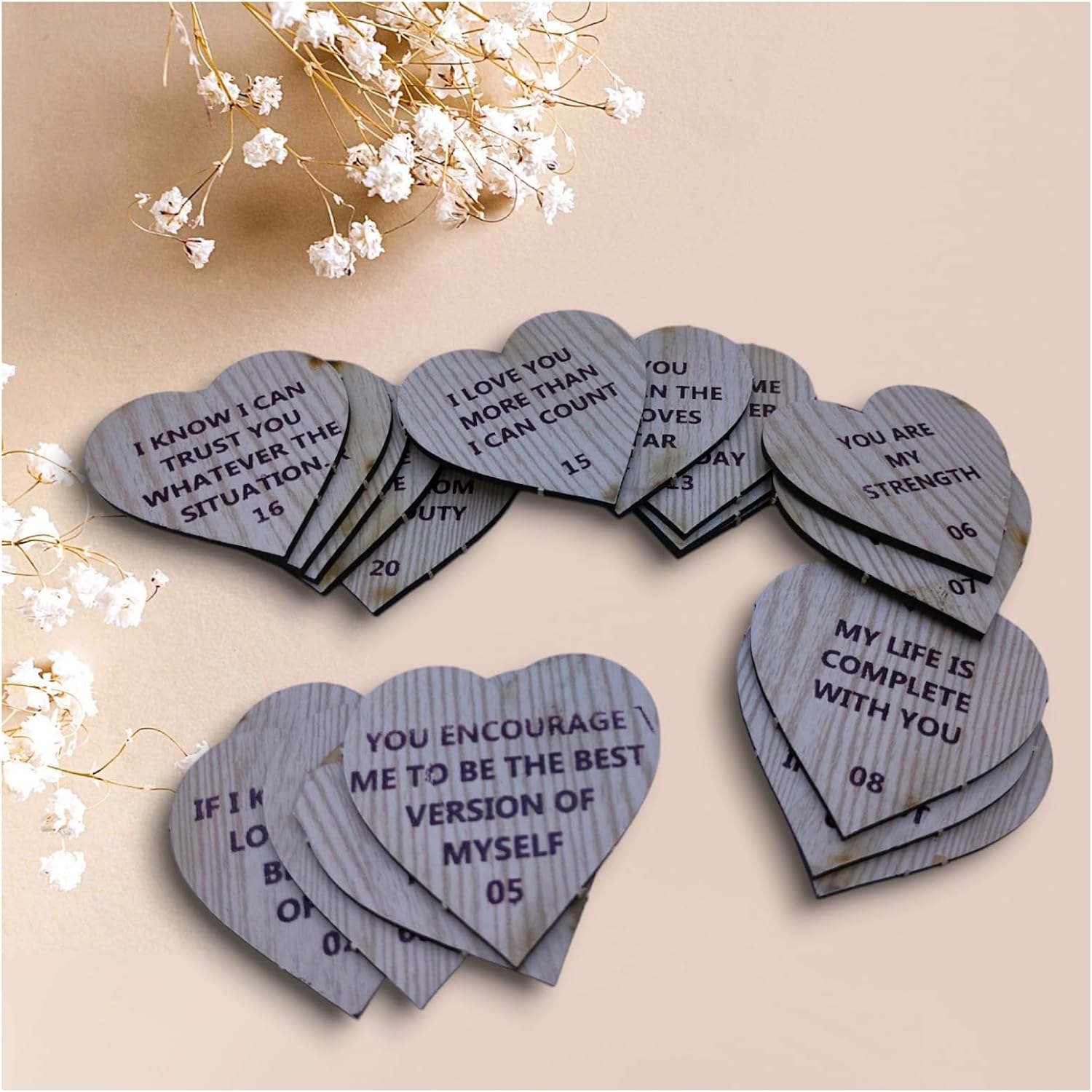 20 Reasons Why I Need You Message Box Gift For Anniversary Birthday And Loveable Person(Engineered Wood, Brown) (Pack of 1),130 gram