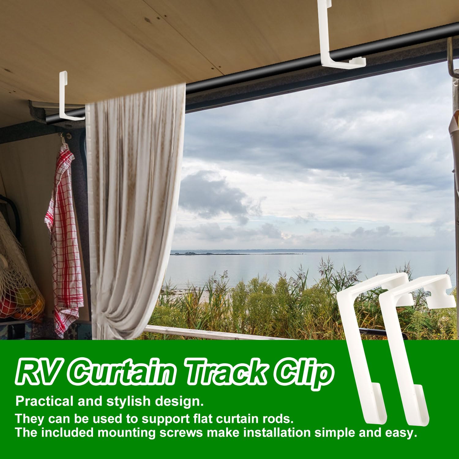 8 PCS RV Curtain Clips - Plastic Track Clips With Screws For Camper Curtain Hold Down